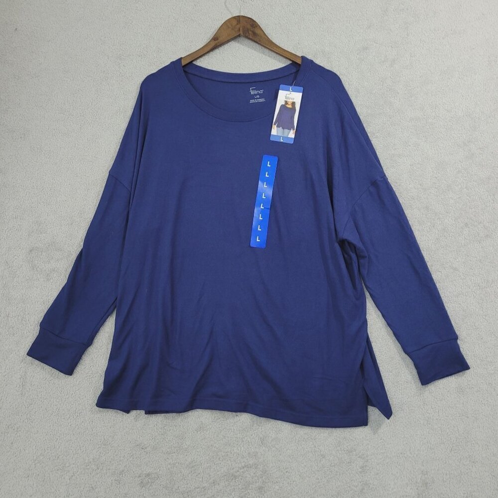 NEW Felina Womens Relaxed Fit Long Sleeve Top Lightweight Stretchy L// 25CT